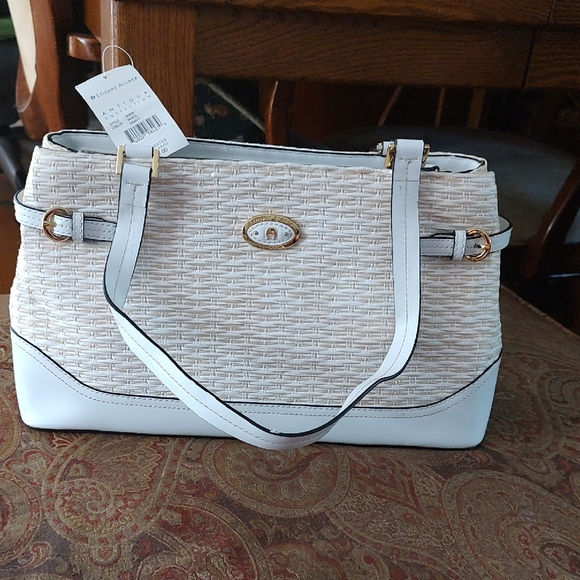 Etienne Aigner Handbags - Etienne Aigner Antigua Collection NWT MSRP $80. Straw and Faux Leather Trim.